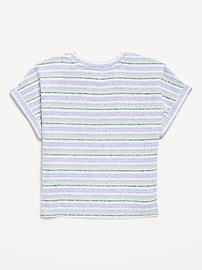 L'image numéro 2 présente T-shirt en tricot côtelé à manches chauve-souris à imprimé pour toute-petite fille