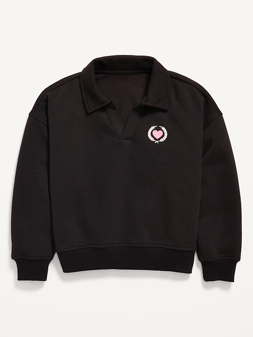 View large product image 2 of 3. Long-Sleeve Graphic Polo Sweatshirt for Girls