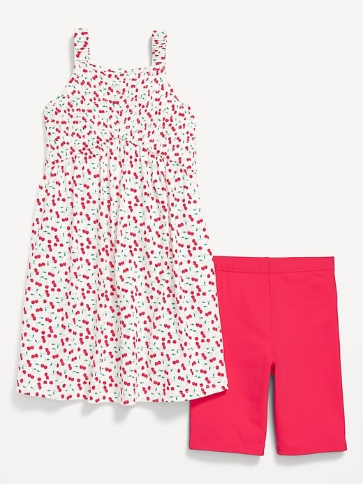 View large product image 1 of 2. Sleeveless Fit and Flare Dress and Biker Shorts Set for Girls