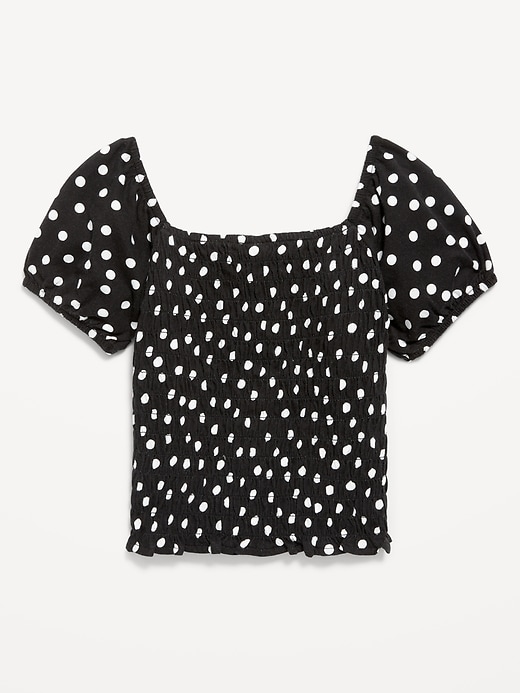 View large product image 2 of 3. Short Puff-Sleeve Smocked Top for Girls