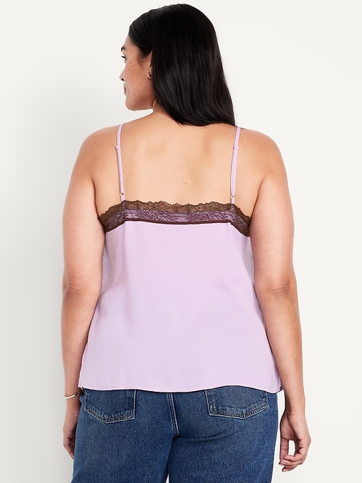 Image number 8 showing, Lace-Trim Satin Cami Top