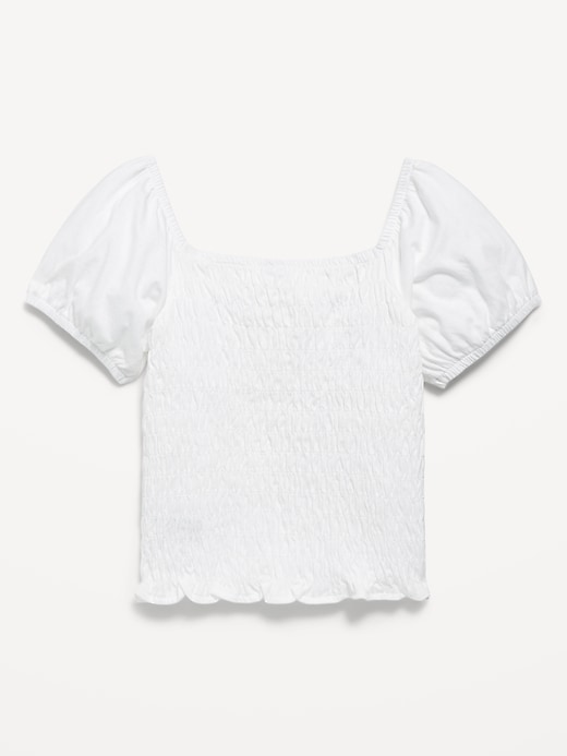 View large product image 2 of 3. Short Puff-Sleeve Smocked Top for Girls