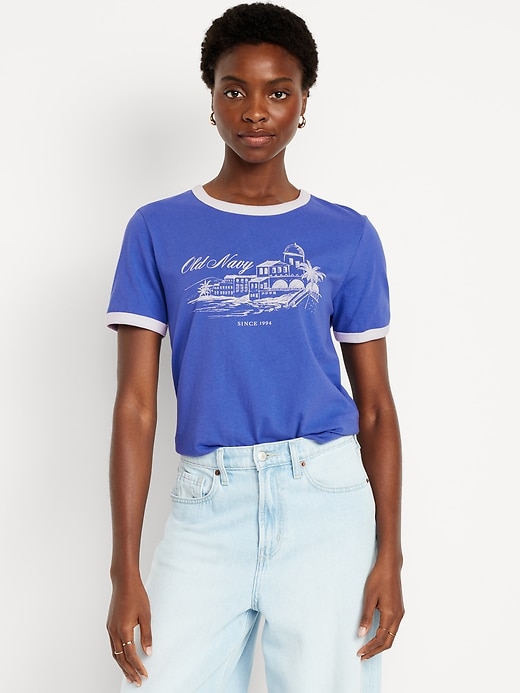 Image number 1 showing, EveryWear Logo-Graphic Ringer T-Shirt