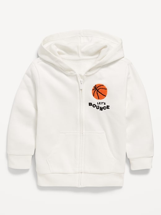 View large product image 1 of 2. Oversized Embroidered Zip Hoodie for Toddler Boys