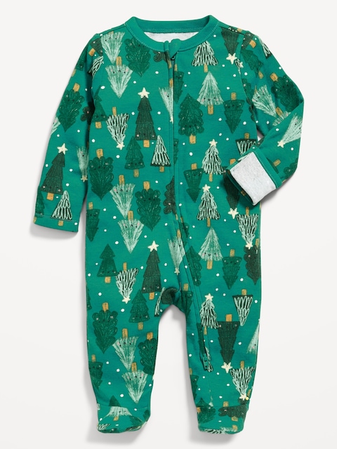 2-Way-Zip Footed One-Piece for Baby - Xmas Tree