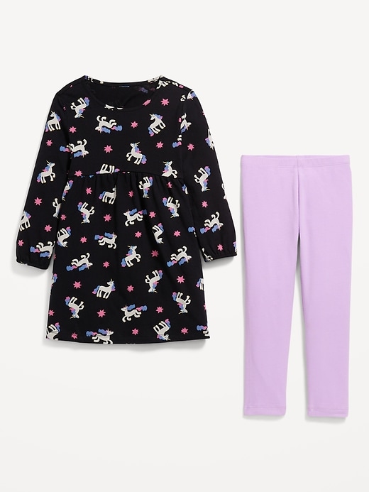 View large product image 2 of 2. Long-Sleeve Dress and Leggings Set for Toddler Girls