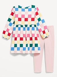 Image number 2 showing, Long-Sleeve Dress and Leggings Set for Toddler Girls
