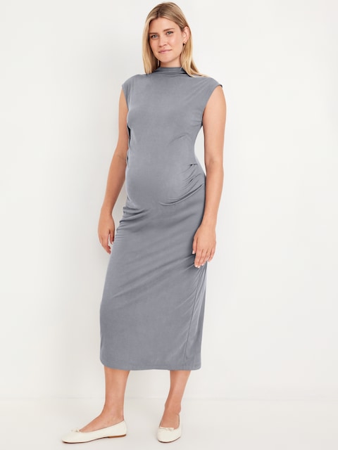 Maternity Mock-Neck Midi Dress