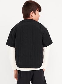 Image number 2 showing, Oversized Quilted Baseball Jacket for Boys