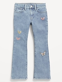 View large product image 4 of 5. High-Waisted Embroidered Flare-Leg Jeans for Girls