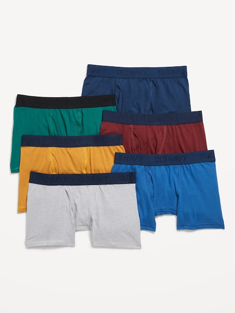 Solid Boxer-Brief Underwear 6-Pack for Boys - Multi
