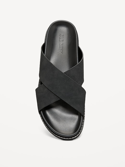 View large product image 2 of 4. Faux-Leather Cross-Strap Sandals for Men
