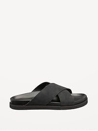 View large product image 3 of 4. Faux-Leather Cross-Strap Sandals for Men