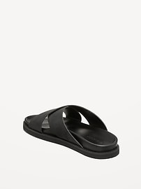 View large product image 4 of 4. Faux-Leather Cross-Strap Sandals for Men