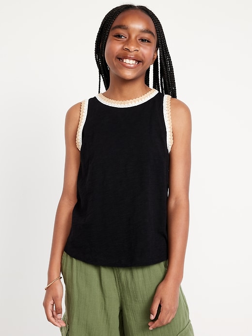 View large product image 1 of 3. Sleeveless Crochet-Trim Top for Girls