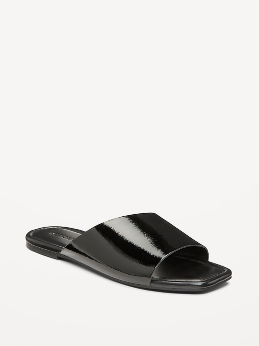 Image number 1 showing, Faux-Leather Slide Sandals for Women
