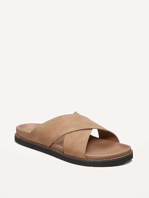 View large product image 1 of 4. Faux-Leather Cross-Strap Sandals for Men