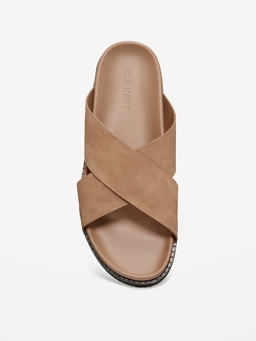 View large product image 2 of 4. Faux-Leather Cross-Strap Sandals for Men