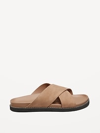 View large product image 3 of 4. Faux-Leather Cross-Strap Sandals for Men
