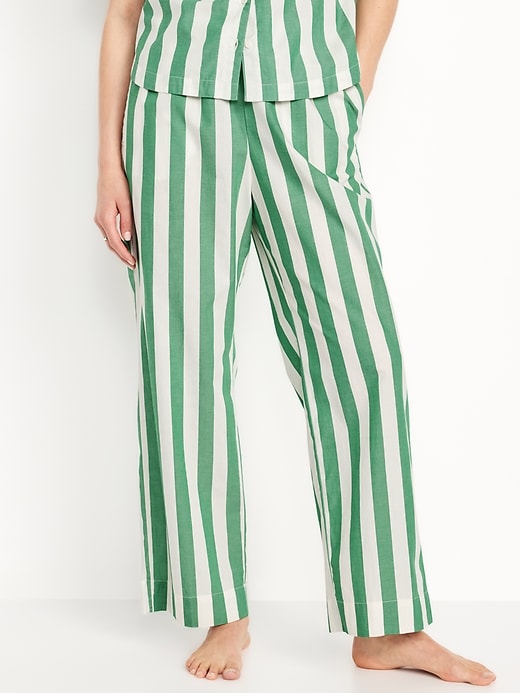 Image number 1 showing, High-Waisted Poplin Pajama Pant