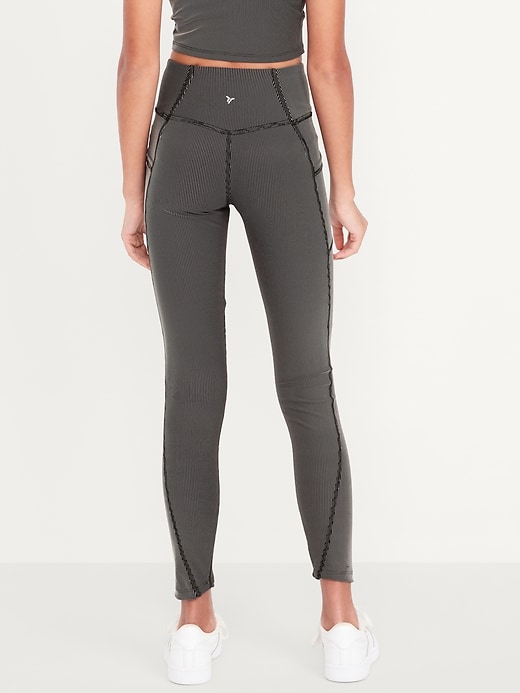 View large product image 2 of 6. High-Waisted PowerSoft Ribbed Performance 7/8 Leggings for Girls
