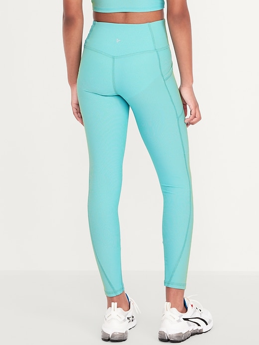View large product image 2 of 6. High-Waisted PowerSoft Ribbed Performance 7/8 Leggings for Girls