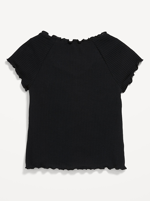 View large product image 2 of 2. Fitted Short-Sleeve Lettuce-Edge Top for Girls