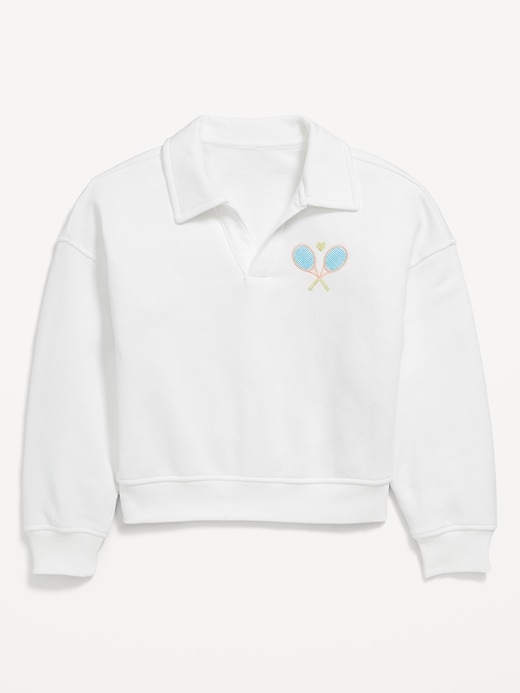 View large product image 2 of 3. Long-Sleeve Graphic Polo Sweatshirt for Girls