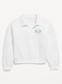 Image number 2 showing, Long-Sleeve Graphic Polo Sweatshirt for Girls