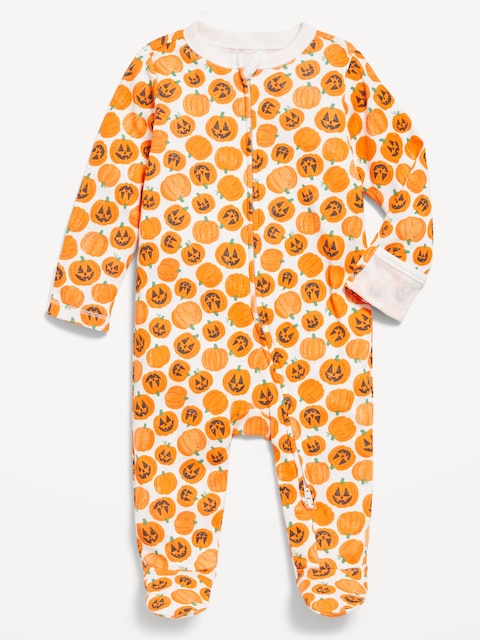 Une-pièce ajusté à pieds à glissière bidirectionnelle pour Bébé - Orange
