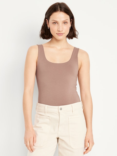 Camisole double épaisseur à encolure dégagée - Beige