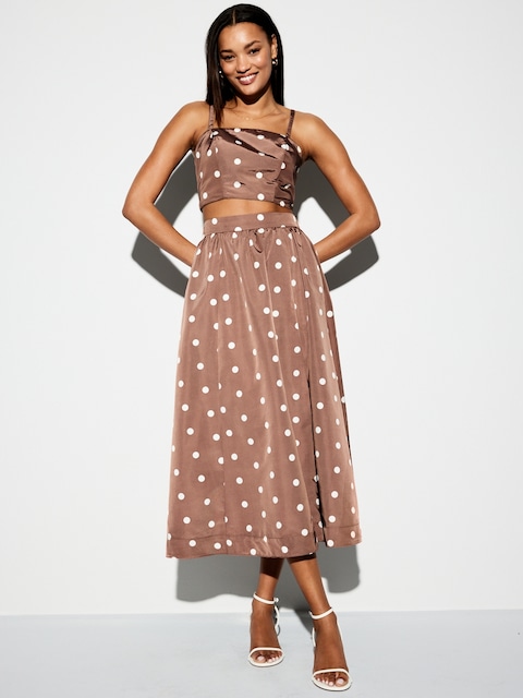 The Occasion by Old Navy High-Waisted Taffeta Midi Skirt - Brown