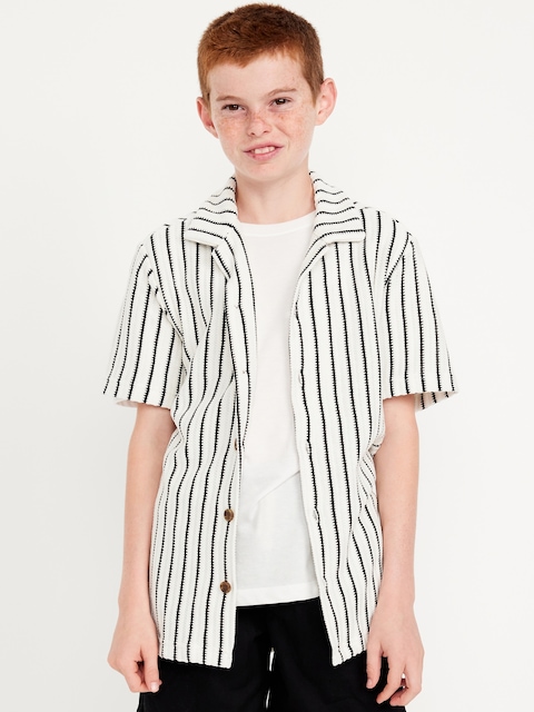 Printed Short-Sleeve Sweater-Knit Shirt for Boys