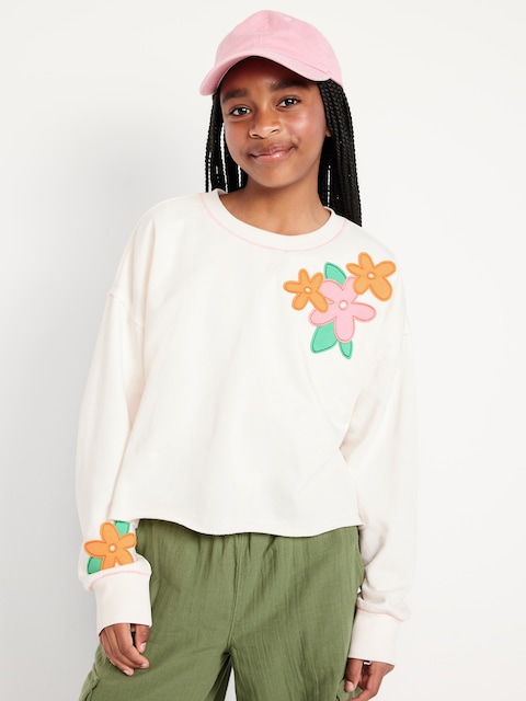 Chandail en jersey bouclette court à motif pour fille