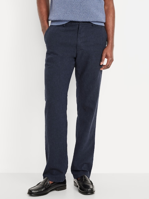 90's Straight Linen-Blend Chino Pants