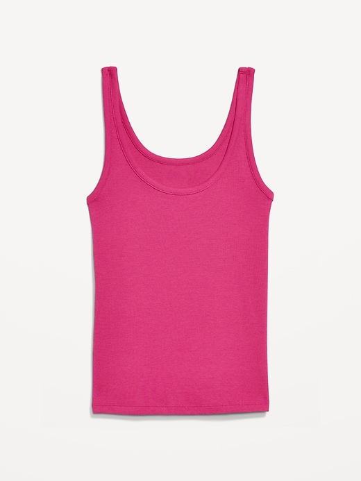 Image number 8 showing, First-Layer Ribbed Scoop-Neck Tank Top