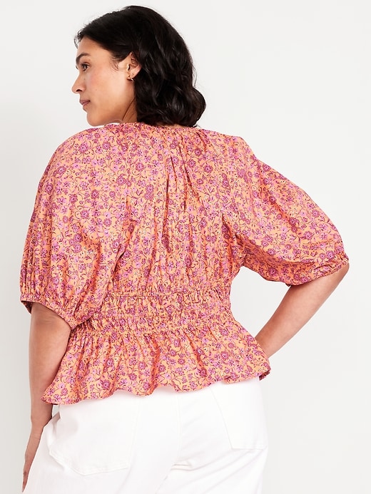 Image number 8 showing, Smocked V-Neck Peplum Top