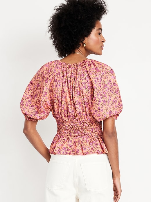 Image number 2 showing, Smocked V-Neck Peplum Top