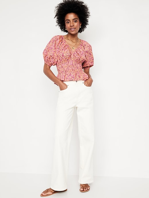 Image number 4 showing, Smocked V-Neck Peplum Top