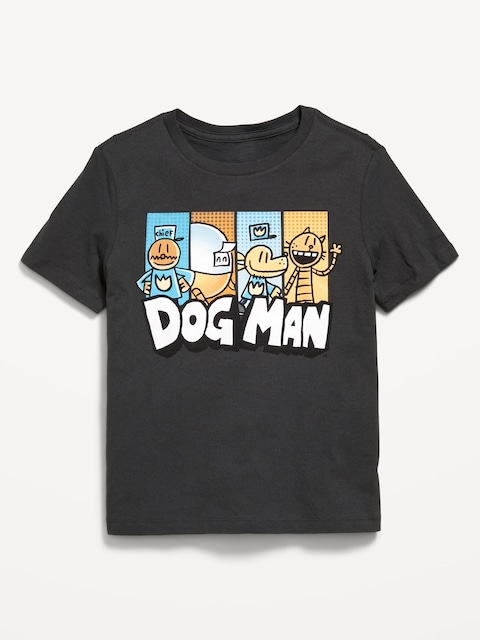 Dog Man™ Gender-Neutral Graphic T-Shirt for Kids - Black