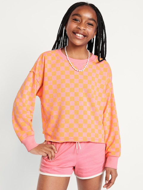 Printed Cropped French-Terry Sweatshirt for Girls