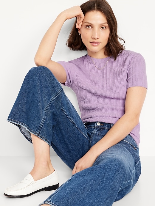 Image number 3 showing, Textured Bouclé T-Shirt