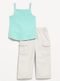 Image number 1 showing, Ribbed Cami Tank and Cargo Pants Set for Baby