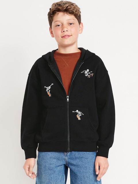 Favorite Fleece Oversized Zip Hoodie for Boys - Black