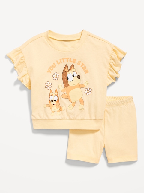 Bluey™ Graphic Top and Biker Shorts Set for Toddler Girls