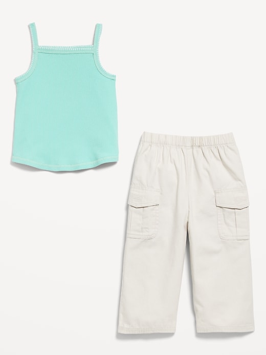 Image number 3 showing, Ribbed Cami Tank and Cargo Pants Set for Baby