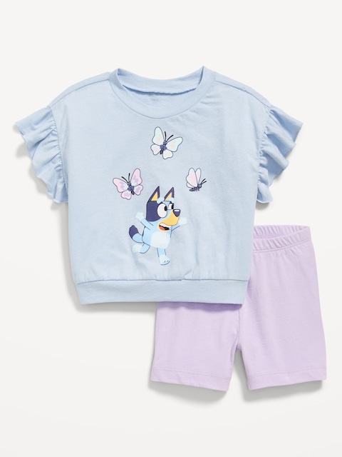 Bluey™ Graphic Top and Biker Shorts Set for Toddler Girls