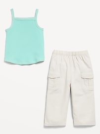View large product image 3 of 3. Ribbed Cami Tank and Cargo Pants Set for Baby