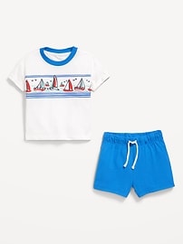 Image number 2 showing, Short-Sleeve Graphic T-Shirt and Shorts Set for Baby