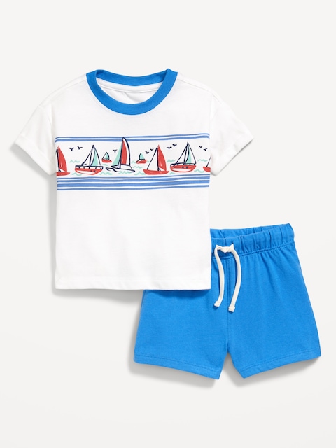 Short-Sleeve Graphic T-Shirt and Shorts Set for Baby